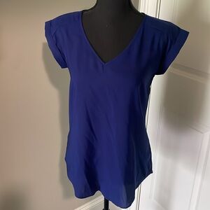 Blue Silky Express Shirt Top Size XS Extra Small